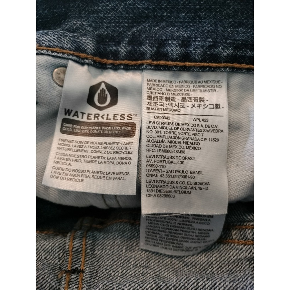 Levis 505 Jean Shorts Mens 34(33) Blue Dark Stonewash WaterLess Regular Fit 10" - Picture 6 of 15